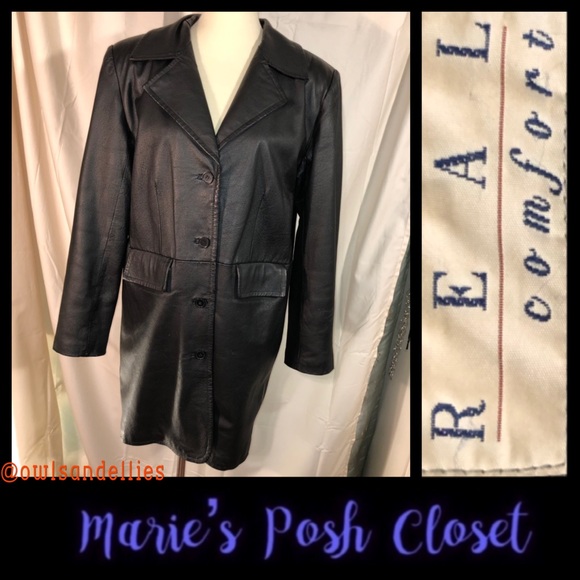 Real Comfort Jackets & Blazers - Black Leather Coat